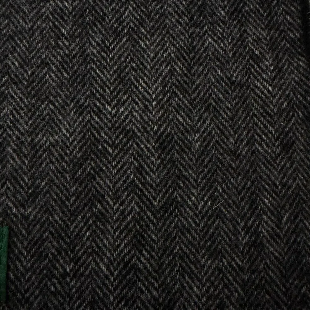 Biddy Murphy Lambswool Scarf Gray Black Herringbone Ireland NEW